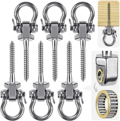 Image de Ensemble de crochets flottants - Acier - Adapté pour une utilisation intérieure et extérieure - Crochets pivotants silencieux - Lot de 6 - Adapté aux enfants