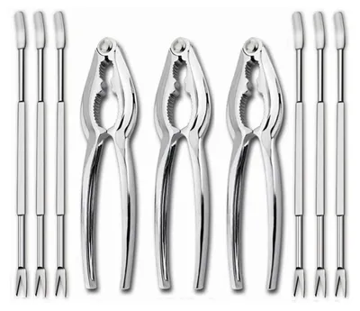 Produktbild von Meeresfrüchte-Werkzeugset 12-teilig, Zinkdruckguss Und Edelstahl, Für Hummer Krabben Austern