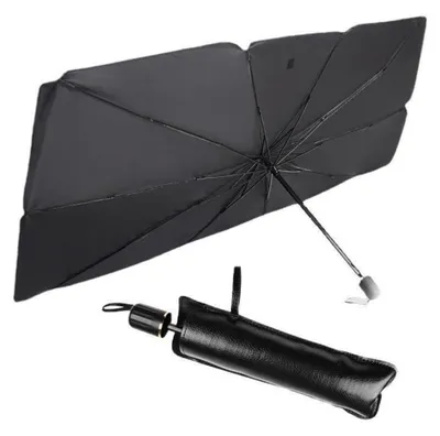 Image de Protection solaire pour pare-brise automobile, 99% de protection UV, protection contre la chaleur, couleur noire