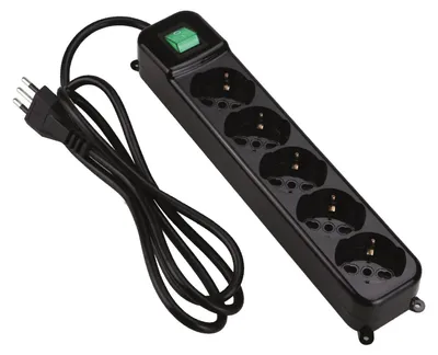 Zdjęcie produktu dla Tecnoware FMP5IIG, 1,5 m, Wewnętrzna, Czarny, Zielony, 5 x gniazdo sieciowe, 250 V, 10 A