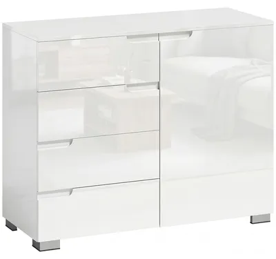 Produktbild von Kommode mit 4 Schubladen Sideboard mit 1 Tür, Verstellbarem Einlegeboden, für Wohnzimmer, Schlafzimmer 100 x 40 x 80 cm