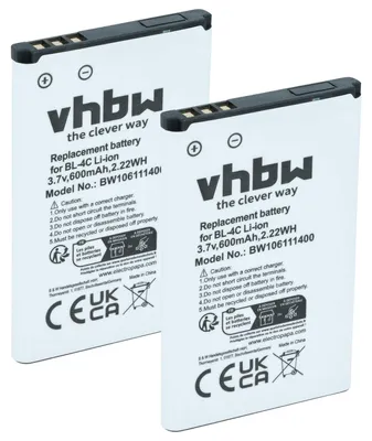 Produktbild von vhbw 2x Akku kompatibel mit Nokia 6085, 6030, 6088, 6102i, 6086, 6103, 6066, 3660, 5100, 6101, 6100 Handy Smartphone Telefon (600 mAh, 3,7 V, Li-Ion)