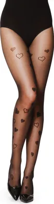 Produktbild von Merry Style Damen Strumpfhose gemustert Herzmuster 20 DEN GI1101 (Schwarz-1101, L)