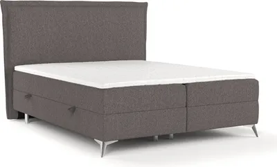 Produktbild von Boxspringbett Livia Interiors Bell, Bett 140x200 cm, mit Bettkästen, Doppelbett, H2 Bonell - Matratze und Topper, Webstoff Megan, Braun Farbe