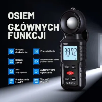 Zdjęcie produktu dla Światłomierz cyfrowy luksomierz do 200000 lux fotografia dla