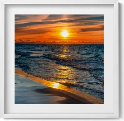 Produktbild von Władysławowo (Ostsee)– Wandbild mit Rahmen – Gerahmtes Bild  – Wanddekoration – 50x50 cm –  Weiß Rahmen