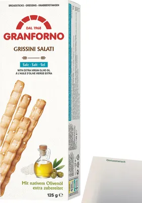 Produktbild von Knusprige Grissini Salz mit Olivenölrezeptur (125g Packung) + usy Block