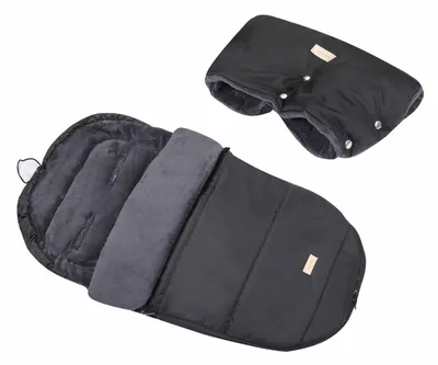 Produktbild von Winterfußsack mit Muff schwarz für Buggy & Schlitten, Thermo Fußsack Wasserabweisend 120 cm, Kinderwagen Zubehör 3-5 Jahre