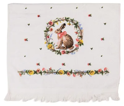 Produktbild von Clayre & Eef Gästehandtuch 40x66 cm Weiß Baumwolle