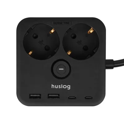Zdjęcie produktu dla Huslog przedłużacz z uchwytem na telefon HUS1055 3680 W 3 gniazda 2x USB-A 2x USB-C 1,8 m