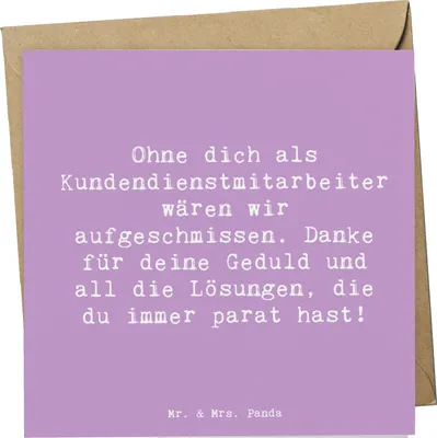 Produktbild von Mr. & Mrs. Panda Grußkarte Spruch Kundendienstmitarbeiter Held - Lavendeltraum - Geschenk, Dankeschön, doppelkarte, Klappkarte, Wertschätzung, Glückwunschkarte, Bedanken