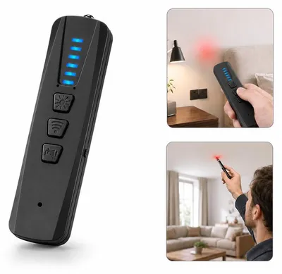 Produktbild von Wanzen Detektor mit 4 Modi, Wanzen Detektor – RF-Signal (100MHz–8GHz), Infrarot, Magnet, Taschenlampe – Für Hotel, Büro, Reisen