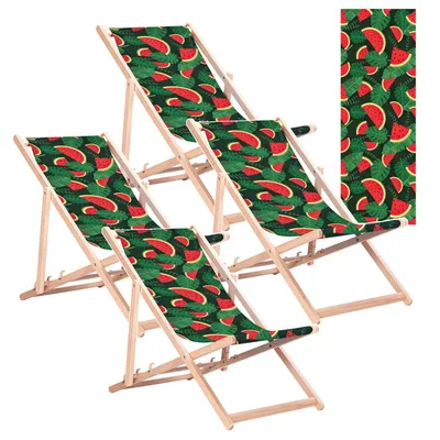 Immagine prodotto di 4 x Sedia a sdraio classica in legno di faggio, modello GreenBlue GB183, con motivo a anguria