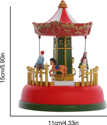 Imagen del producto de Caja de música navideña en miniatura, luminosa, con carrusel musical y noria, regalo navideño animado, decoración romántica para el escritorio