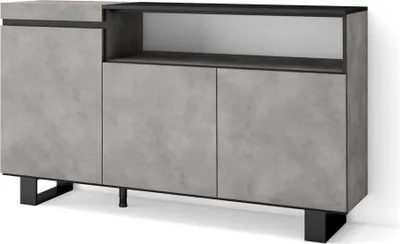 Produktbild von Sideboard, Highboard, 150x87x35cm, 3 Türen, Industriedesign, Zementgrau
