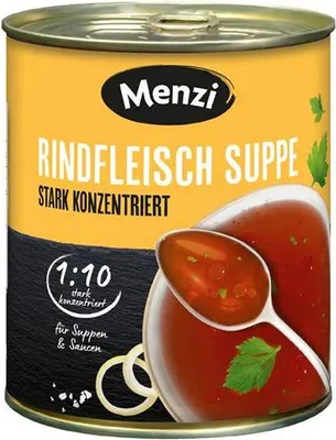 Produktbild von Menzi Rindfleisch Suppe stark konzentriert 800 Ml Dose  Würziger Geschmack Konzentriert Glutenfrei Lactosefrei
