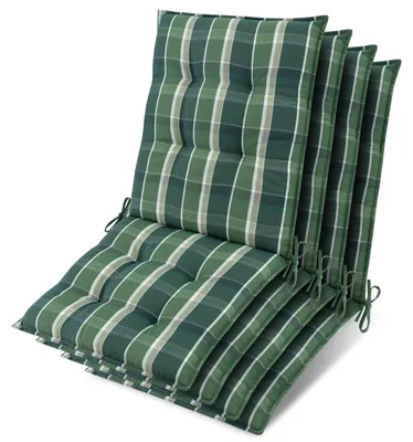 Produktbild von Beautissu 4er Set Niedriglehner Auflage Sun-NL 100x50x8cm Grün-Kariert