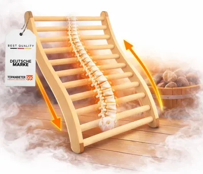Produktbild von Sauna Rückenlehne Lindenholz S-Form ergonomisch rutschfeste Korkstopper Rückenstütze