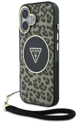 Produktbild von Guess Leopard Etui mit MagSafe für iPhone 16 Braun