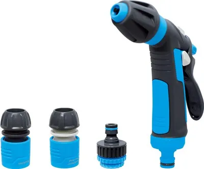 Immagine prodotto di Set di irrigazione AQUACRAFT 740531, Comfort, da giardino, per tubo, pistola 2x getti, raccordo STOP 1/2", adattatore