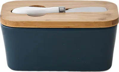 Produktbild von Rechteckige Butterdose aus Keramik, versiegelte Butterdose mit Messer, Käsedose für den Haushalt