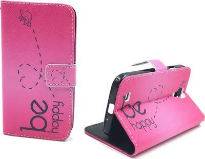 Produktbild von Handyhülle Tasche für Handy Samsung Galaxy S4 Be Happy Pink