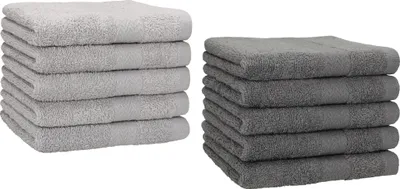 Produktbild von Betz 10 Stück Gästetücher 30x50 cm PREMIUM 100% Baumwolle Set  Farbe: silbergrau und anthrazit