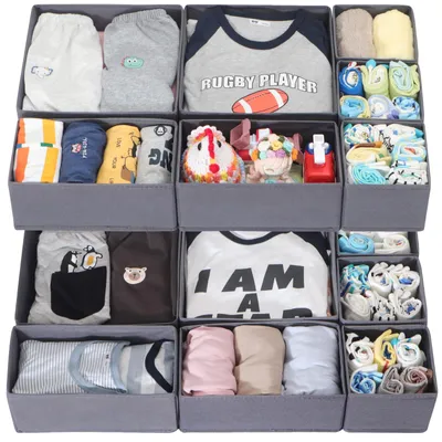 Produktbild von Schubladen-Organizer Schubladeneinteiler Kommodenorganizer - 16-teilig - Grau - Für Kommode und Kleiderschrank