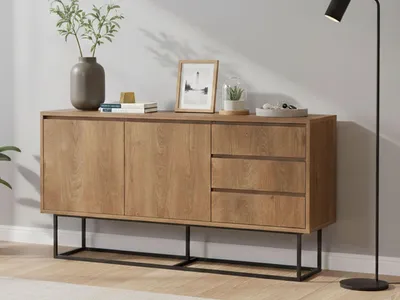 Immagine prodotto di Dmora Consolle Kuwait 36x140x72h cm Nero, 4 Vani un Ripiano