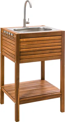 Produktbild von Dehner Spültisch Southampton, mit Edelstahl-Spüle, 52.5 x 50 x 90 cm, FSC®-es Akazienholz, braun