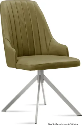 Produktbild von Esszimmerstuhl (6er-Set) Dorrit 52x91x60 Edelstahl/Olivgrün