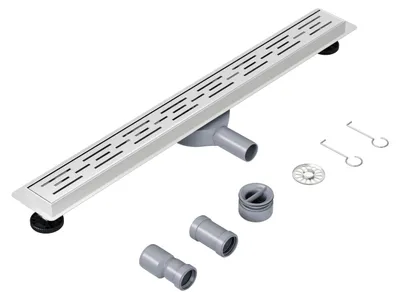 Duschrinne 90 cm, Edelstahl, Bodenablauf mit Geruchsstopp