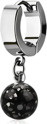 Produktbild von Damen Creole Kreole Klappcreole Edelstahl Shamballa Anhänger Helix Huggie Ohr-Piercing Autiga® silber-schwarz