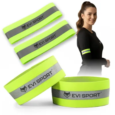 Produktbild von Reflektorband 2er Set, Reflektor zum Laufen & Radfahren, Sicherheitsband verstellbar mit Klettverschluss für Arm & Bein, EVI SPORT ActiveFlash Grün