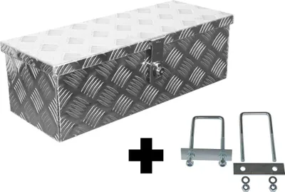 Produktbild von Truckbox D024 + inkl. Montagesatz MON4002 Deichselbox, Werkzeugbox, Alu Riffelblech, Alubox, Staukasten, Anhängerkiste - ca. 22 Liter