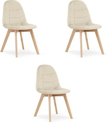 Produktbild von BORA Stuhl – beige Samt, 3 Stück