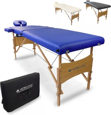Immagine prodotto di Mobiclinic, lettino da fisioterapia pieghevole, CM-01 Light, 186x60 cm, , Lettino da fisioterapia pieghevole, poggiatesta, lettino da massaggio, portatile, legno, blu