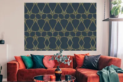 Produktbild von MuchoWow® Poster Muster - Blau - Gelb 180x120 cm - Fotoplakat