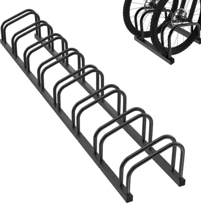 Obrázok produktu pre JOIEYOU Stojan na 8 bicyklov Stojan na bicykle Montáž na podlahu a stenu Rozchod kolies Pozinkovaný viacnásobný stojan na šírku pneumatík 30-65 mm Horský bicykel Cestný bicykel MTB, čierny