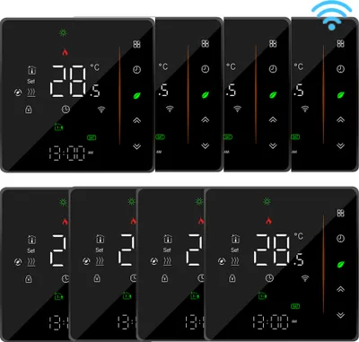Produktbild von 8X WiFi Intelligent Raumthermostat Thermostat, WiFi elektrische Fussbodenheizung APP Control Voice Heizung Kompatibel mit Alexa/Google für zu Hause 16A - Schwarz