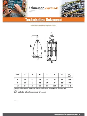 Produktbild von ROLLE Doppelt Von 25 Edelstahl A2 Für Kabel Von 6