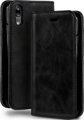 Produktbild von moex® Klapphülle kompatibel mit Huawei P20 - Hülle mit Kartenfach, Onyx Schwarz