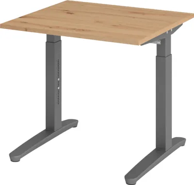 Produktbild von bümö Schreibtisch Serie-XB - Nachbildung: Asteiche, Größe:  80 x 80 cm, Gestell: Graphit
