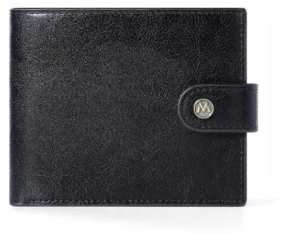 Image de Portefeuille en cuir noir pour homme, élégant, avec fermeture, idéal comme cadeau P52