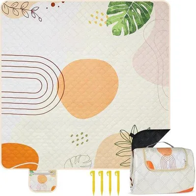 Produktbild von Famanu Picknickdecke wasserfest - 200 x 200 cm - tragbar - gelb