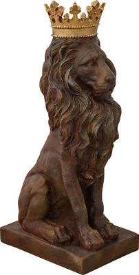Produktbild von Skulptur Löwe mit Krone Figur Statue Raubkatze Kunststein Antik-Stil 92cm