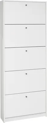 Produktbild von Schuhkipper >Flap< in weiß matt lack, Holzwerkstoff - 60x168x16cm (BxHxT)