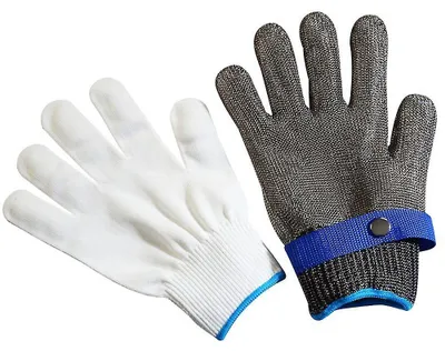 Produktbild von Schnittfeste Handschuhe zum Schlachten von Fischen, schnittfest, Handschutz aus Edelstahl, Draht, Metall, Eisen - Größe XL