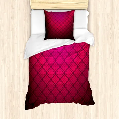 Produktbild von ABAKUHAUS Magenta Mantele, Damast-Vintage Design, Milbensicher Allergiker geeignet mit Kissenbezügen, 135 cm x 200 cm - 80 x 80 cm, Hot Pink Fuchsie