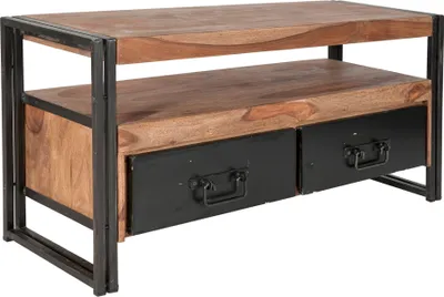 Produktbild von SIT Möbel Lowboard | 2 Schubladen, 1 offenes Fach | Akazie natur | Altmetall antikschwarz | B 112 x T 40 x H 55 cm | 09215-01 | Serie PANAMA